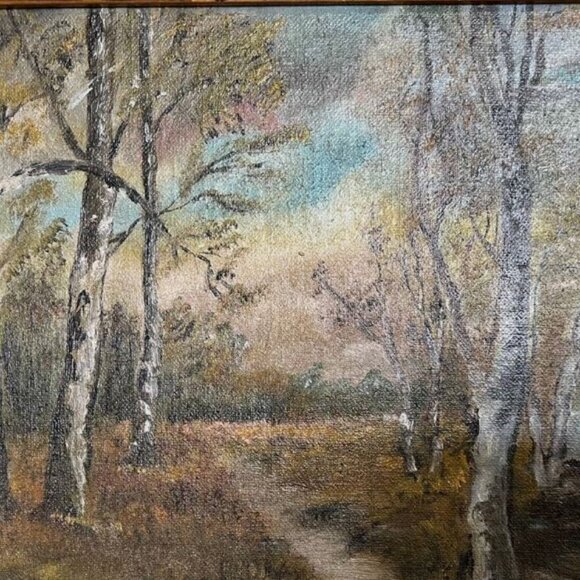 Vintage Landscape Framed Acrylic Painting on Board by E.O. Williams, dated 1920 - Picture 3 of 9